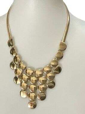 Express Gold Tone Geometric Bib Necklace Modern Statement Adjustable